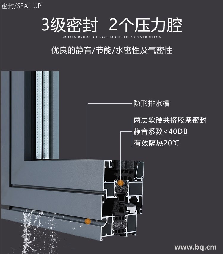 廠家直銷 鋁合金斷橋平開窗 隔熱隔音鋁合金門窗 窗紗一體平開窗 莜歌鋁合金門窗示例圖9